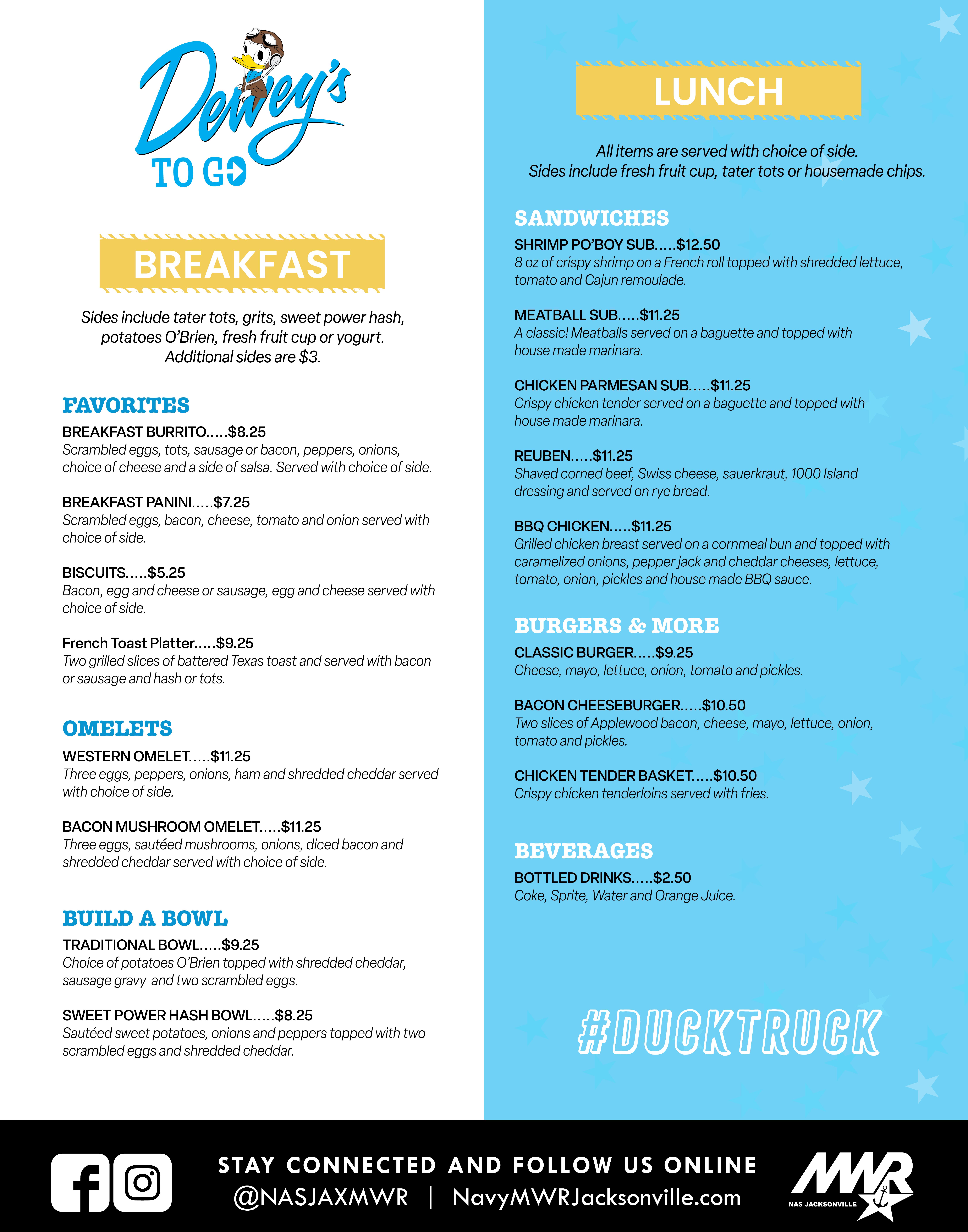Duck Truck Menu – See Downloads for Accessible PDF